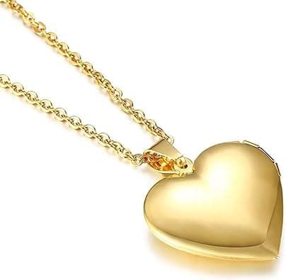 Love Heart Locket Necklace that Holds Pictures Polished Lockets Necklaces Birthday Gifts thumbnail 3