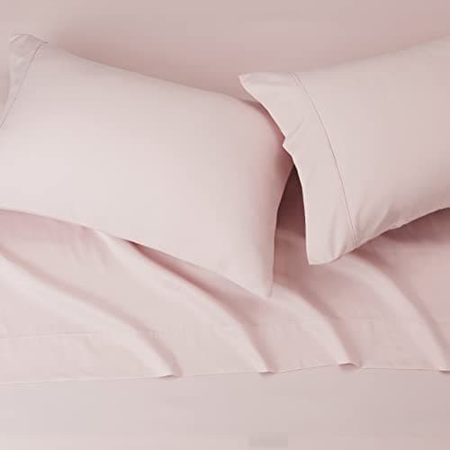 Amazon Basics Lightweight, Breathable, Wrinkle Resistant Microfiber 4-Piece Bed Sheet Set with 14-Inch Deep Pockets, Full, Blush Pink, Solid thumbnail 3