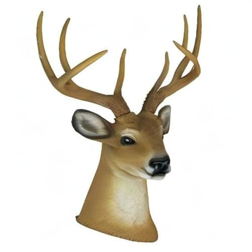 HD 8 Point Buck Wall Mounted Fake Deer Head - Faux Taxidermy Antler Animal Sculpture - 13 Inch High Resin Fall Dining Room Wall Decor and Rustic Cabin Decoration | Brown Hand-Painted Resin, Natural Highlights and Texture, 11 Inch Wide, 9.25 Inch Deep thumbnail 9
