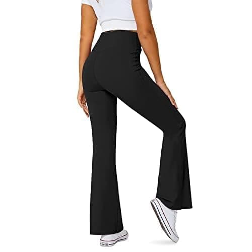 DLOODA Women's Flare Leggings with Pockets-Crossover High Waisted Bootcut Yoga Pants-Tummy Control Bell Bottom Leggings thumbnail 5