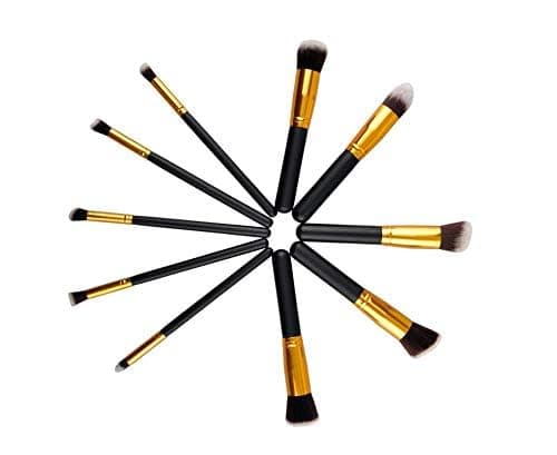 Make Up Brushes GLAMZA 10pc Make Up Brush Set - Professional Synthetic Makeup Brushes - Premium Black & Gold Blending Foundation Brushes Cosmetic Concealer Brush Set thumbnail 7