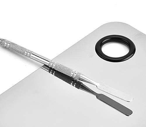 Sinen Professional Stainless Steel Makeup Palette Cosmetic Palette with Spatula Tool For Nail Art Eye Shadow Eyelash Makeup Professional Pigment Blending（6 x 4 Inch Sliver） thumbnail 5