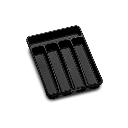 madesmart Classic Mini Silverware Tray Soft Grip, Non-Slip Kitchen Drawer, Multi-Purpose Home Organization, BPA Free, 5 Compartments, Carbon - Image 1