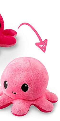 TeeTurtle - The Original Reversible Octopus Plushie - Light Pink + Dark Pink - Cute Sensory Fidget Stuffed Animals That Show Your Mood thumbnail 3