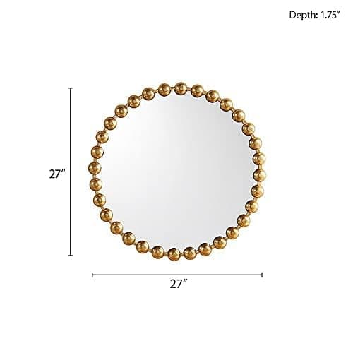 Madison Park Round Mirror, Metal Frame Circle Mirror 27 inch, Wall Art Decor Mounted Hanging for Entryway, Bathroom, hallway, Living Room, Vanity, Marlowe, Gold thumbnail 2