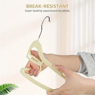 20/50 Pack Reinforced Velvet Clothes Hangers – Non-Slip Slim Hangers for Winter Coats, Suits & Knitwear, Space-Saving with Swivel Hook (White, 20) thumbnail 7