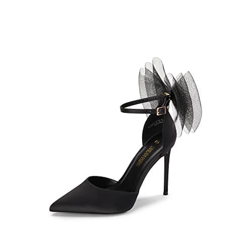 DREAM PAIRS Women's High Heels Strappy Closed Toe Stiletto Pointed Toe Mesh Bows Ankle Strap D'Orsay Sexy Dress Wedding Party Pumps Shoes - Image 1