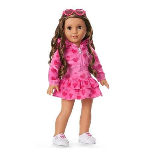 American Girl, Truly Me, Pink Hearts Hoodie Dress with Sunglasses, Doll Clothes, for 18-inch Dolls, 3pcs, Ages 6+ thumbnail 2