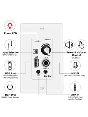 Herdio 5.25 Inch Bluetooth Ceiling Speakers with Wall Mount Control Amplifier Receiver System for Home Living Room Bedroom Bathroom Office (A Pair) thumbnail 4