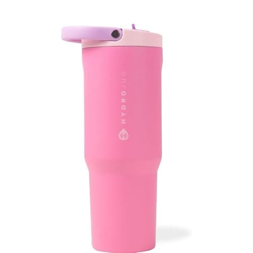 HydroJug Sport - Stainless Steel Tumbler with Straw, Vacuum Insulated, 32oz Leakproof Water Bottle, Ergonomic Design, Reusable, Dishwasher Safe, Rubber Base, Durable for Gym or Outdoors, Pink Sugar - Image 1