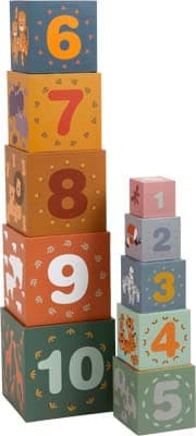 small foot Stapelwürfel "Safari", Motorikspielzeug, Sortierspiel zum Zählen lernen, für Kinder ab 12 Monaten, 11957 thumbnail 4