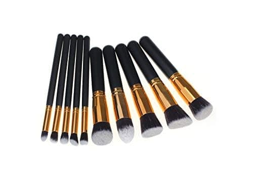 Make Up Brushes GLAMZA 10pc Make Up Brush Set - Professional Synthetic Makeup Brushes - Premium Black & Gold Blending Foundation Brushes Cosmetic Concealer Brush Set thumbnail 8