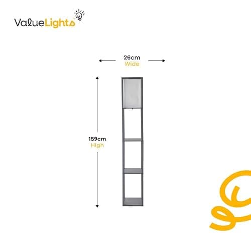 MiniSun | Black Wooden Floor Lamp with Shelves | Floor Lamps & Torchieres, Home Décor & Improvement Essential | Includes 10W GLS Bulb [3000K Warm White] thumbnail 4