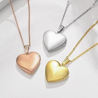 Love Heart Locket Necklace that Holds Pictures Polished Lockets Necklaces Birthday Gifts thumbnail 7