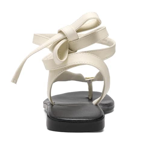 Molozoey Strap Flip Flop Flat Sandals for Women with Metal Circular Ankle Strappy Ladies Fashion Cute Summer Thong Sandals Dressy. thumbnail 6
