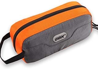 GOX Small Travel Toiletry Bag, Dopp Kit Case For Men, Multifunction Organizer Pouch (Grey/Orange) - Image 1