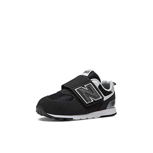 New Balanace Kid's 574 V1 New-B Hook and Loop Sneaker, Black/Silver Metallic, 10 Wide - Image 1