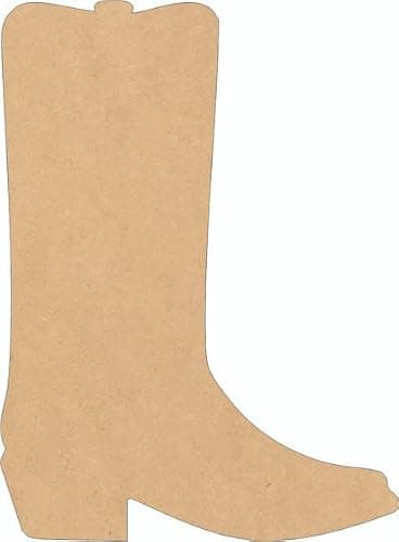 MDF Cowboy Boot 10" Cutout, Unfinished Wood Paintable Western DIY Craft MDF 1/8" - Image 1