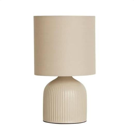 RA-HOMESTORE® New Small But Elegant Ribbed Ceramic Table Lamp Bedside Table Lamp Ceramic Base and Fabric Shade (25cm) (Cream) thumbnail 4