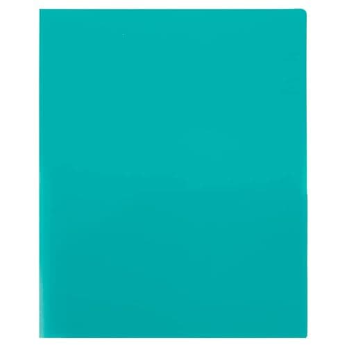 JAM PAPER Heavy Duty Plastic 2 Pocket Extra Tough School Folders - Teal Blue - 6/Pack thumbnail 5