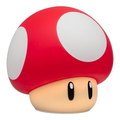 Paladone Super Mario Super Mushroom SquishyGlo Light – Rechargeable Silicone Night Light with 3 Brightness Levels, Official Nintendo Lamp - Image 1