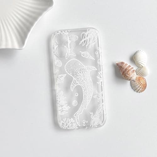 NITITOP Compatible with iPhone 17 Case Clear Cute Shell Whale Sea Ocean Animal Pattern for Women Girls Full Camera Lens Slim Shockproof Protective Phone Cover - White Fish thumbnail 5
