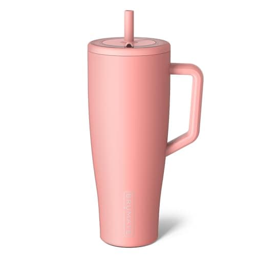 BrüMate Era 40 oz Tumbler with Handle and Straw | 100% Leakproof Insulated Water Bottle Tumbler with Lid and Flexible SoftSip Straw | Made of Stainless Steel | Cup Holder Friendly | 40oz (Guava) - Image 1