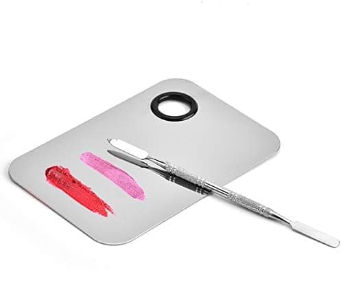 Sinen Professional Stainless Steel Makeup Palette Cosmetic Palette with Spatula Tool For Nail Art Eye Shadow Eyelash Makeup Professional Pigment Blending（6 x 4 Inch Sliver） thumbnail 6