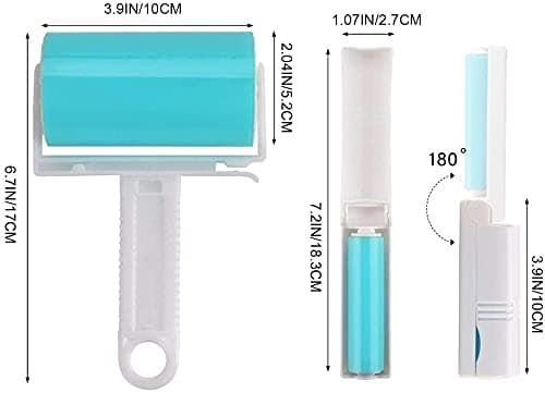 Sticky Lint Roller 3 Pack, Reusable Washable Lint Roller Pet Hair Remover Include Large and Small Size Cleaner for Clothes, Pet Hairs, Carseats - Blue - 1M-2S thumbnail 5
