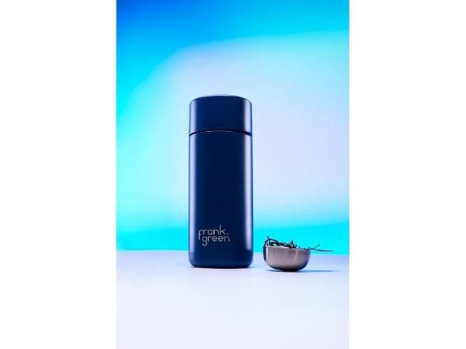 frank green - Ceramic Reusable Cup - Travel Coffee Mug, Stainless Steel Coffee Cup, Insulated Tumbler - Push Button Lid - 16oz - Deep Ocean thumbnail 2