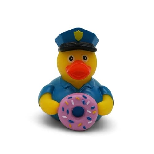GOOFBALLS Funny Rubber Duck – Hilarious Decorative Duck for Bathroom, Jeep, Desk, or Gag Gift – Quirky Collectible with Sarcastic Quote – Great Gift for Adults, Coworkers, or Friends-Cop Donut - Image 1