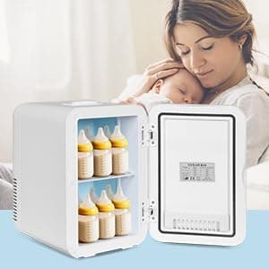YU YUSING Mini Kühlschrank mit LED Spiegel 8 Liter, Kosmetik Kühlschrank mit LED Licht Make-Up Spiegel, 12V/220V Retro Klein Skincare Fridge Kühl/Heizfunktion für Autos Büros Schlafzimmer Schlafsäle thumbnail 2
