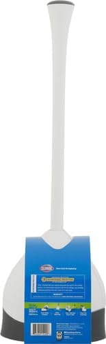 Clorox Toilet Plunger with Hideaway Holder Caddy Heavy-Duty Compact Design with Non-Skid Rubber Base for Bathroom Convenient Storage Toilet Unclogger, 6.5x19.5-Inch, White thumbnail 5