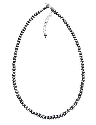 4mm Sterling Silver Oxidized Pearl Bead Necklace Southwestern everyday wear Navajo Style - Image 1