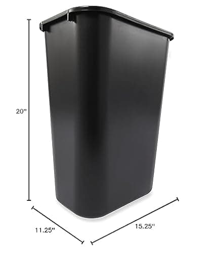 Rubbermaid Commercial Wastebasket Trash Container, 41QT/10.25 GAL, Plastic, Black, Stackable Trash Can for Bedroom/Bathroom/Office, Fits Under Desk/Sink/Cabinet - 10.25 Gallons - Black - 1 thumbnail 6