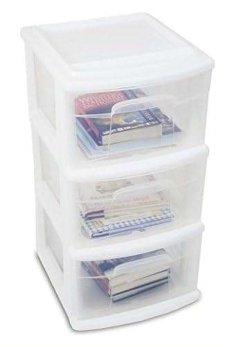 HOMZ Drawer Tower, 3-Tier Clear Plastic Storage Organizer Cart, Purple Frame - Rolling Drawer Containers with Wheels for Bathroom, Bedroom, Office, and Classroom Organization - Purple - 1 Pack thumbnail 6