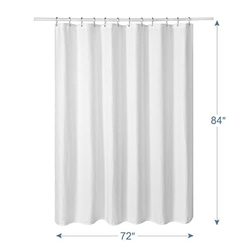 AmazerBath Extra Long Shower Curtains 84 Inches Tall, Waffle Shower Curtain White Heavy Duty, Extra Tall Shower Curtain Fabric, Hotel Quality Bathroom Shower Curtains, 72x84 Inches thumbnail 7