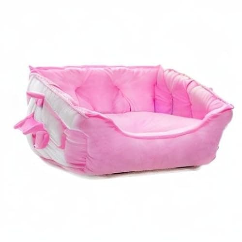 Pink Dog Bed for Small Breeds Breathable Princess Bowknot Puppy Cat Cushion | Soft Short Plush Cover PP Cotton Filling Moisture-Resistant Nonslip Oxford Base Lightweight Sofa Ideal Kittens Naps Lounging thumbnail 11