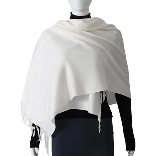 TUSHUSTY Scarf for Women Winter Pashmina Feel Shawl Wraps Softest Warm Blanket Oversized Scarves Evening Dress Wraps White thumbnail 3