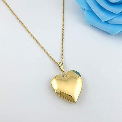 Love Heart Locket Necklace that Holds Pictures Polished Lockets Necklaces Birthday Gifts thumbnail 4