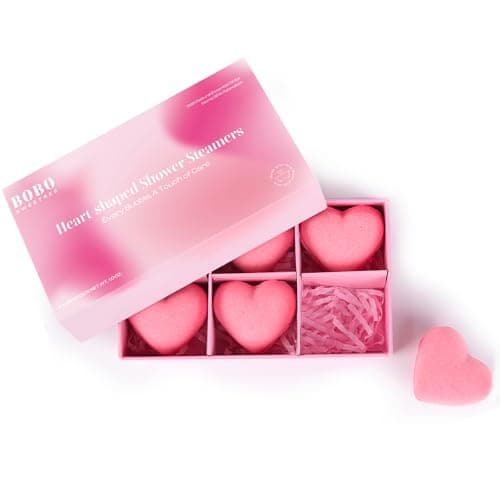 Rose Shower Steamers Gifts for Women, 6 Heart-Shaped Aromatherapy Tablets - Image 1