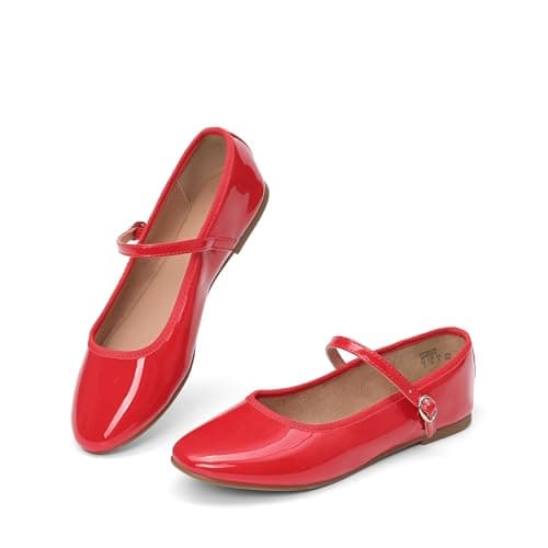 DREAM PAIRS Women's Ballet Flats Mary Jane Shoes, Round Toe Comfortable Dressy Casual Slip-on Work Daily Soft Flat Shoes,Size 9,Red-Pat,SDFA2441W - Image 1