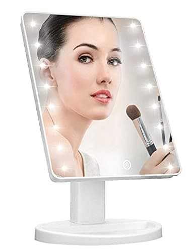 KOOKIN Lighted Vanity Makeup Mirror 16 Led Lights 180 Degree Rotation Lighted Mirror Touch Screen Adjusted Brightness Desk Mirrors USB Dual Supply Bathroom Beauty Cosmetic Mirrors (White) - Image 1