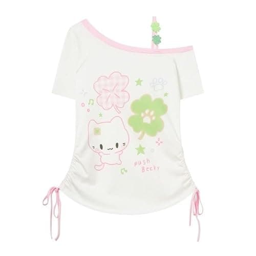 Kawaii Cutecore Harajuku Graphic Clothes Teen Girls Whimsy Twee Y2k Cute Short Sleeve Shirts Fairy Grunge Preppy Tops thumbnail 4