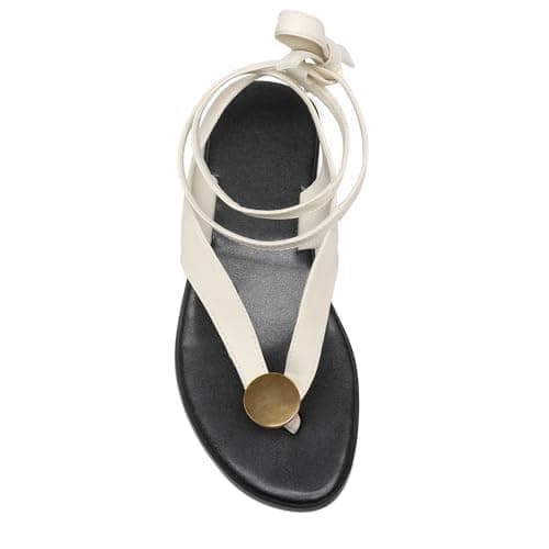 Molozoey Strap Flip Flop Flat Sandals for Women with Metal Circular Ankle Strappy Ladies Fashion Cute Summer Thong Sandals Dressy. thumbnail 5