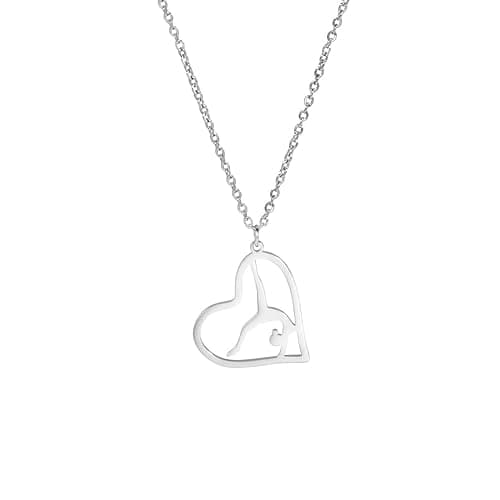 EUEAVAN Collana con ciondolo a forma di cuore, per ginnastica, sport, ginnastica, con ciondolo a forma di cuore, per ginnastica, gioielli alla moda, Medio, Acciaio inossidabile, Senza pietre preziose - Image 1