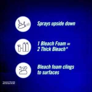 Domestos Mint Boost Bleach Foam sprays upside down for a sparkling clean even in the hardest-to-reach places 450 ml thumbnail 6