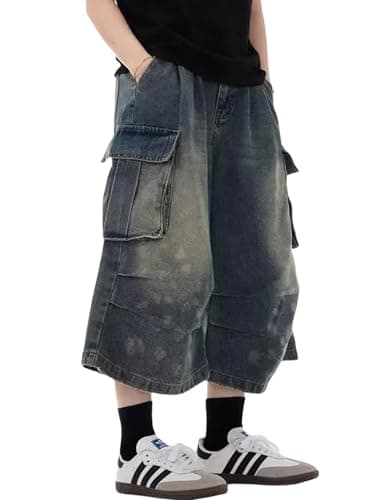 Y2k Baggy Jean Shorts Women Grunge Cargo Jorts Long Bermuda Short Loose fit Denim Cargo Shorts for Men - Image 1