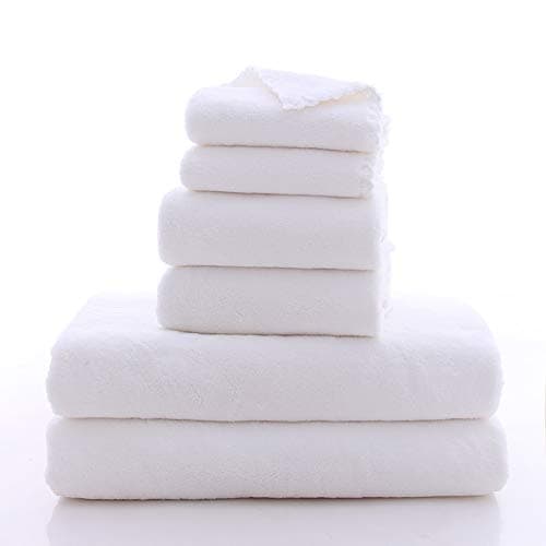 MOONQUEEN Ultra Soft Towel Set - Quick Drying - 2 Bath Towels 2 Hand Towels 2 Washcloths - Microfiber Coral Velvet Highly Absorbent Towel for Bath Fitness, Sports, Yoga, Travel (White, 6 Pieces) thumbnail 6