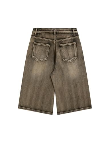 Vamtac Mens Baggy Jean Shorts Y2K Washed Long Denim Shorts Casual Loose Fit Streetwear Jorts, Brown, 32 thumbnail 7